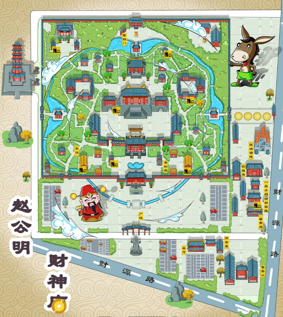 赣州寺庙类手绘地图